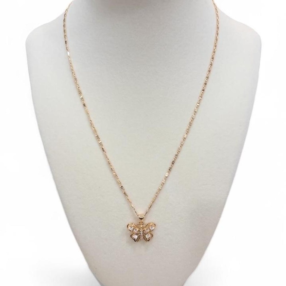 18K Rose Gold Plated Butterfly Charm w/ Crystal and Chain - NWOT